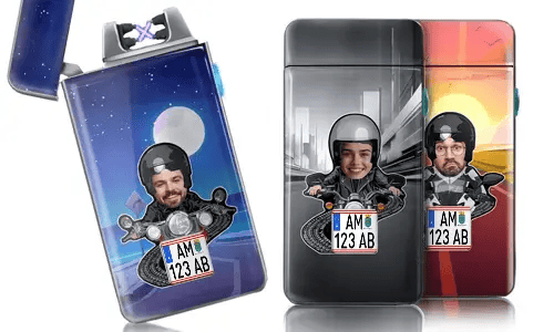 Personalised lighter with motorcyclist